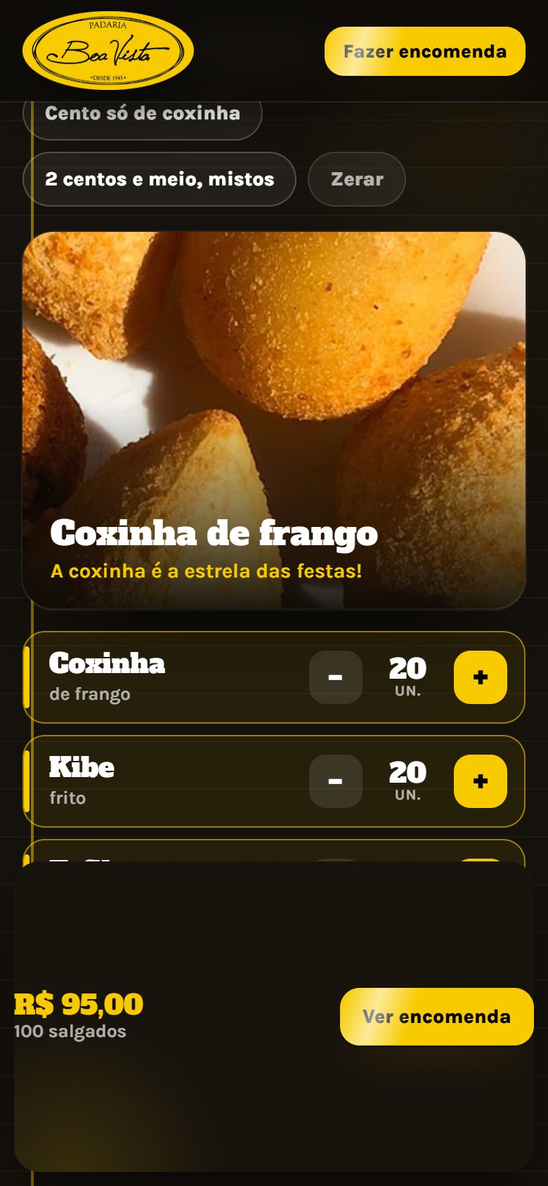 Pedido no site